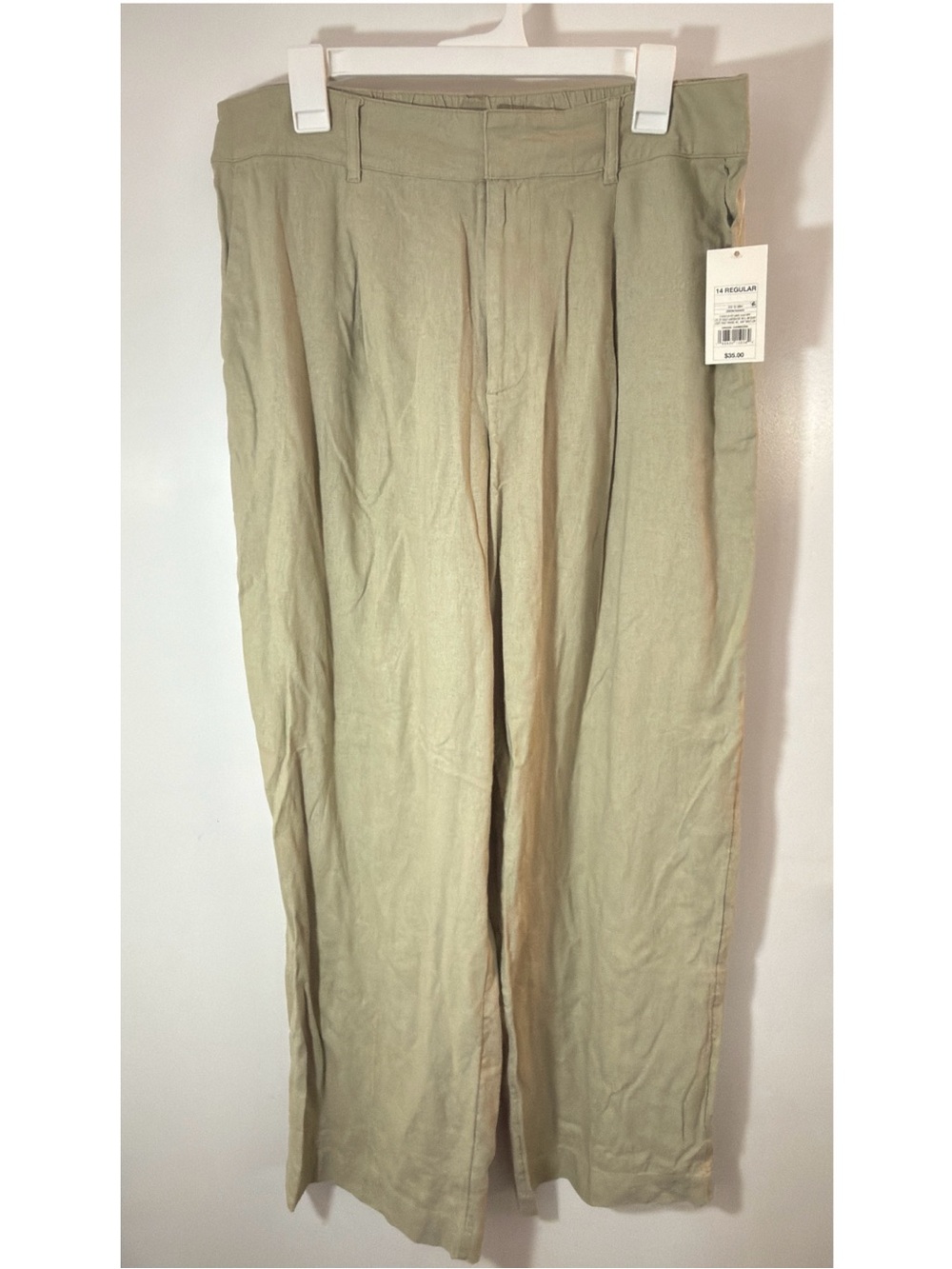 A new day Linen Blend Pants Light Sage Green, Size 14 Regular
